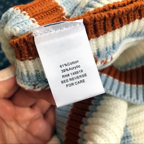 VINTAGE STYLE KNIT STRIPE WHITE BLUE RUST TOP!ππ - Picture 4 of 7